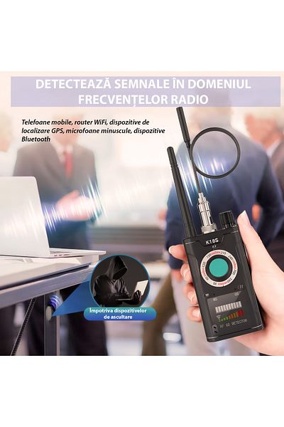 Spionescu Spy device detector, K18S, cameras, microphones, GPS or GSM locators, 25 hours of battery life