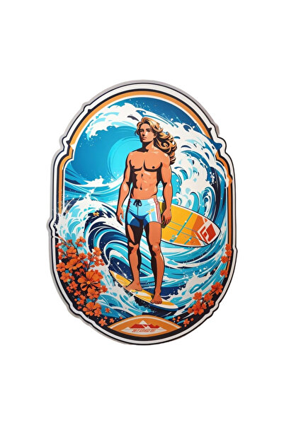 INOVATIX Set de 8 autocolante sportive, surfing pe val, INOVATIX®. 6 cm