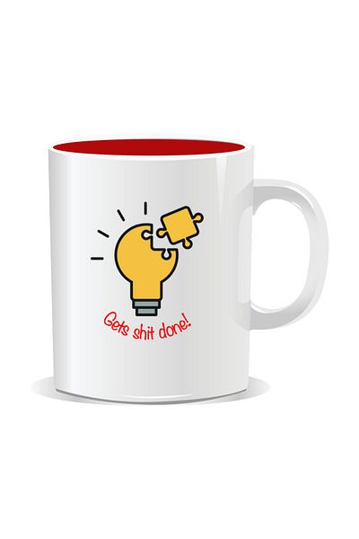 OEM Personalized mug with funny message, Gets shit done, red interior