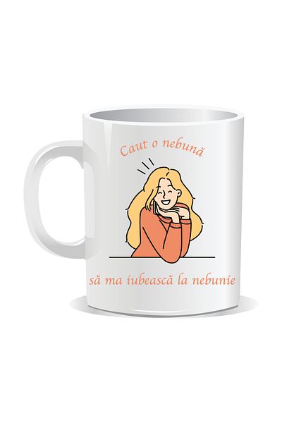 OEM Personalized mug with funny message, I'm looking for a crazy woman who will love me madly - White interior