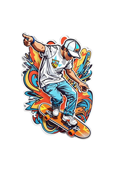 INOVATIX Set de 8 autocolante sport pentru skateboard, INOVATIX®. 6 cm