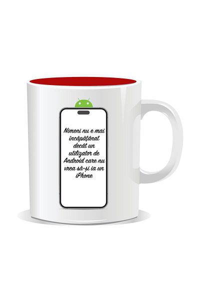 OEM Personalized mug with funny message, Android vs iPhone - Red interior