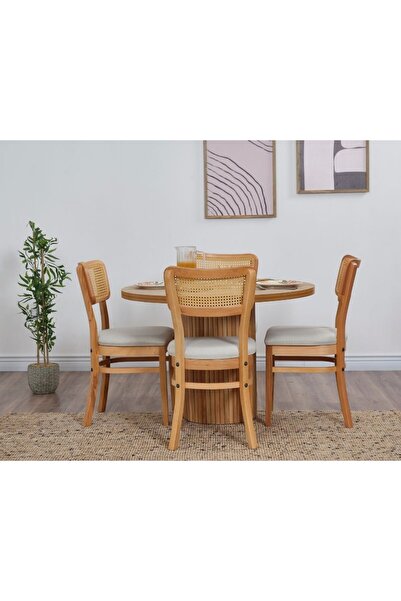 VOWTURKEY Hazeranlı Sandalye&Bohem Masa Takımı 105 cm (4s1m)