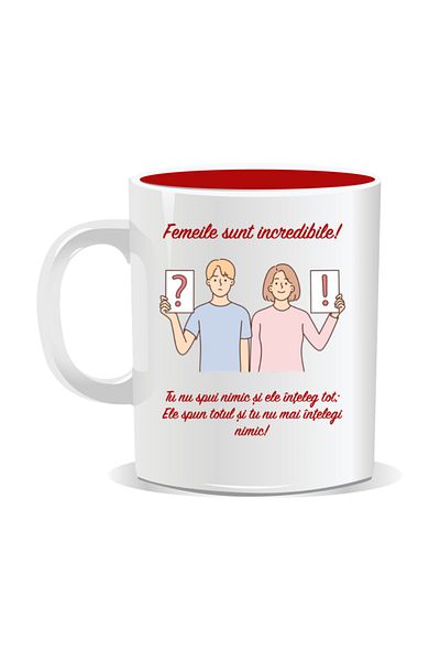 OEM Personalized mug with funny message, Women are incredible - Red interior