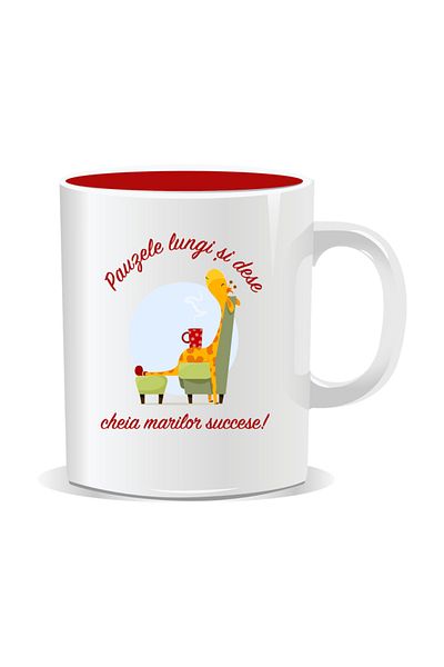 OEM Personalized mug with funny message, Small and frequent breaks are the key to great successes - Red interior
