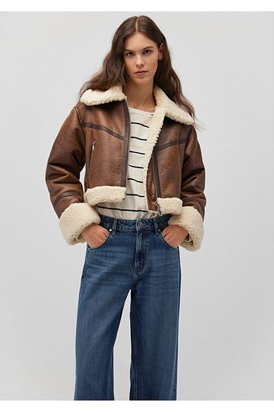 Mavi Detailed Brown Faux Leather Jacket