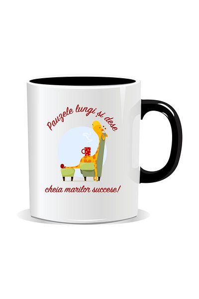 OEM Personalized mug with funny message, Small and frequent breaks are the key to great successes - Black interior