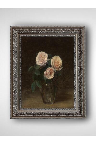 WoodyArts Kavanozda Karanfiller - Gri Vintage Çerçeve