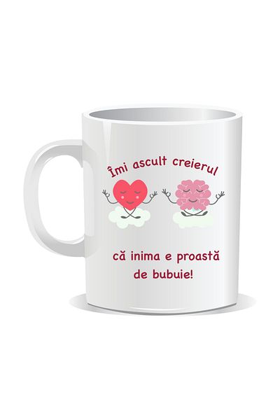 OEM Personalized mug with funny message, I listen to my brain because my heart is pounding - White interior