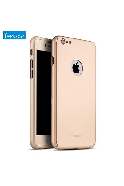 OEM Carcasă Apple iPhone 7, FullBody iPaky Gold, acoperire completă la 360 de grade cu folie de protecție din sticlă gratuită