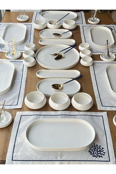 ROSSEV Breakfast Set Pure Oval 52 Pieces for 6 People