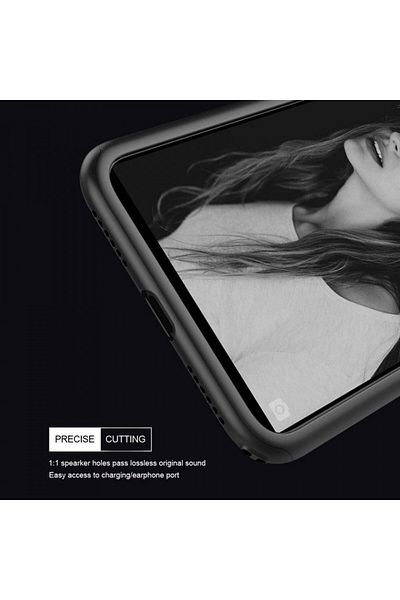 OEM Carcasă Apple iPhone X, Full Body Neagră, acoperire completă la 360 de grade cu folie de protecție din sticlă gratuită