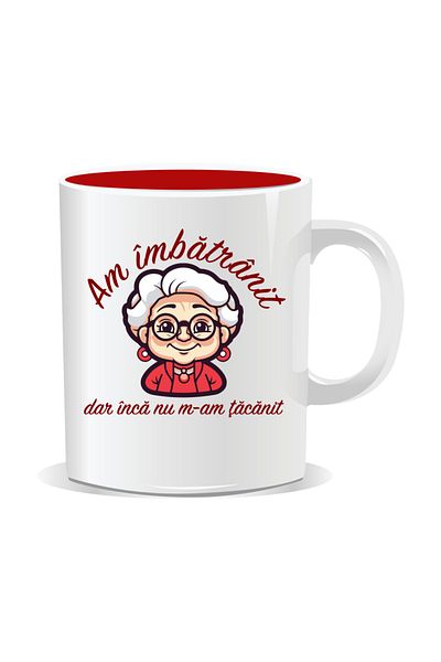 OEM Personalized mug with funny message, I'm old but not stupid yet - Red interior