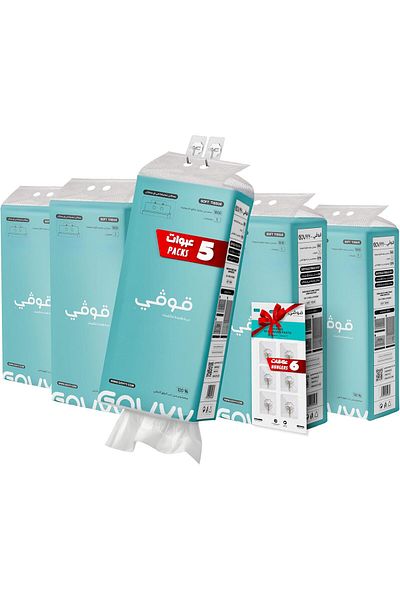 govyy Wall-hanging Tissues, 5-Ply, Pack of 5 Rolls - 1800 Individual Sheets Per Box, with 6 Free Hoo