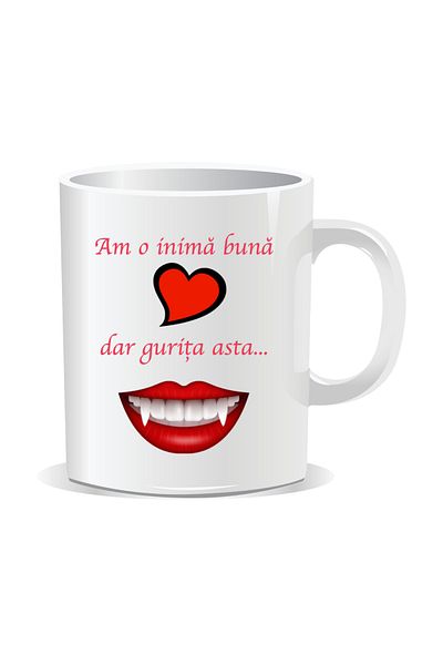 OEM Personalized mug with funny message, I have a good heart but this mouth... - White interior