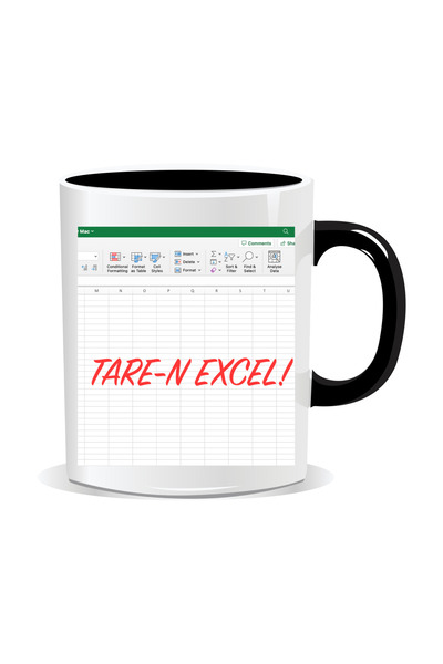 OEM Cana personalizata cu mesaj amuzant, Tare-n Excel - Interior negru
