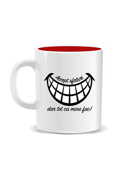 OEM Personalized mug with funny message, I accept advice but I still do it my way - Red interior