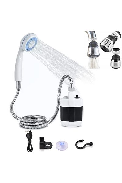 Generic Portable electric shower for camping, 2200mAh, ABS, blue