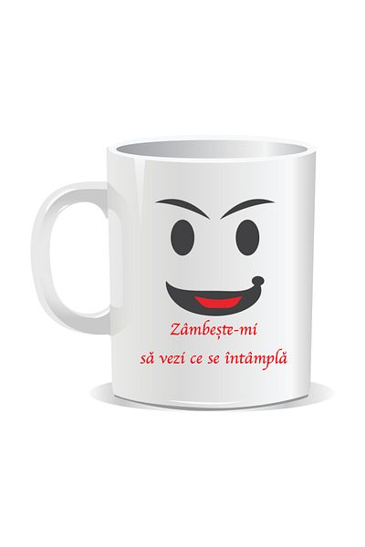 OEM Personalized mug with funny message, Smile at me and see what happens - White interior