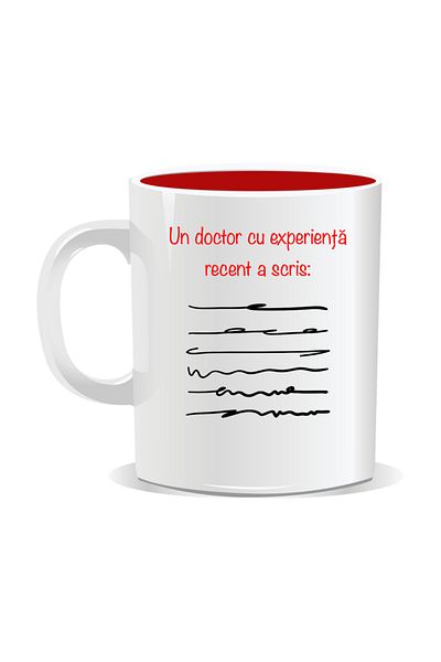 OEM Personalized mug with funny message, A recently experienced doctor wrote - Red interior