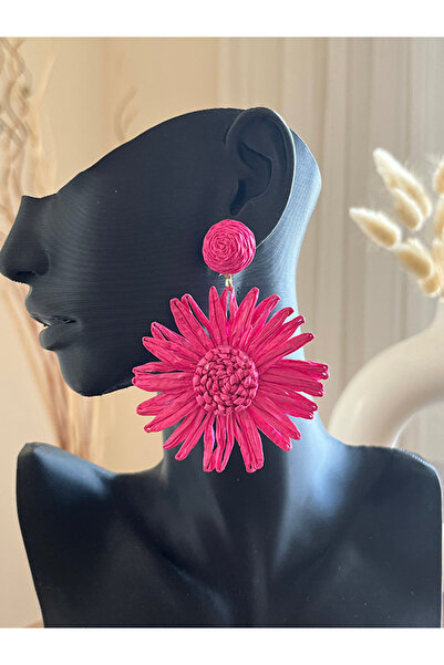Büyük Hanım Sun Flower Beach Style Handmade Raffia Earrings