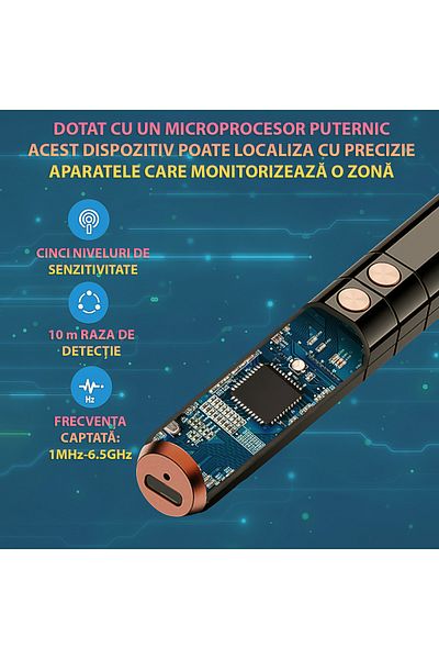 Spionescu Spy device detector, T13, hidden cameras, microphones, GPS locators, recorders, 25-hour battery life