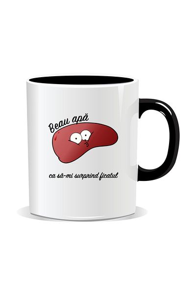 OEM Personalized mug with funny message, I drink water to surprise my liver - Black interior