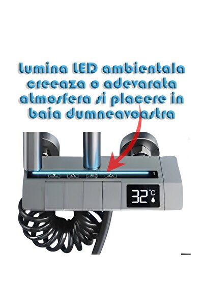 MODVIA Rectangular LED shower column set, grey