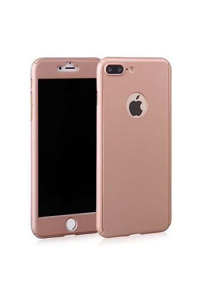 OEM Husă Apple iPhone 8 Plus, FullBody Rose-Gold, acoperire completă la 360 de grade cu folie de protecție din sticlă gratuită