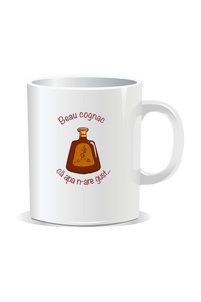 OEM Personalized mug with message for stylish drinkers, I drink cognac like water has no taste - White interior
