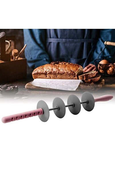 SIKS ® Dough Rolling Pin And Extendable Dough Cutter Set, 4 Cutting Rollers, Pink/grey
