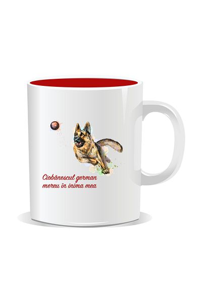 OEM Personalized mug with messages for dog lovers, German Shepherd - Red interior