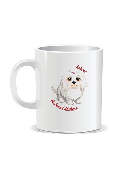 OEM Personalized mug with messages for dog lovers, I love the Maltese Bichon - White interior