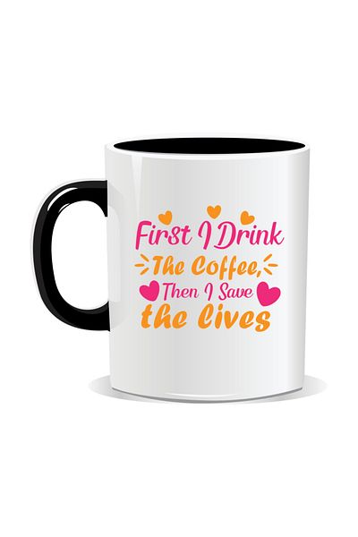 OEM Personalized mug for nurses, First I drink the coffee - Black interior