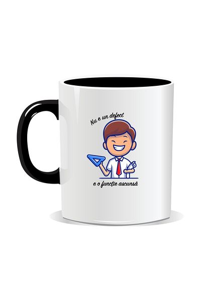 OEM Personalized mug with messages for engineers, It's not a defect, it's a hidden feature - Black interior