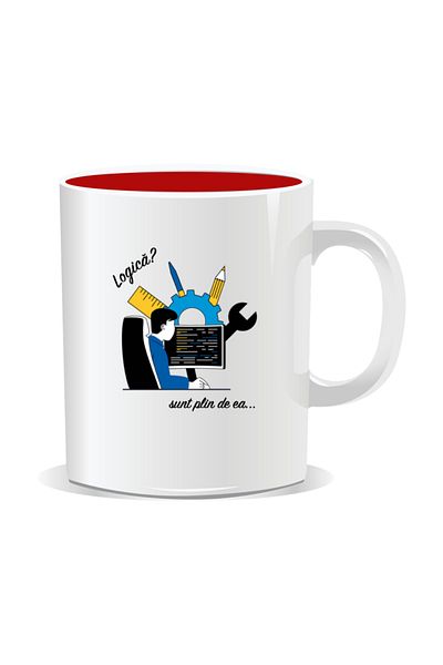 OEM Personalized mug with messages for engineers, Logic? I'm full of it - Red interior