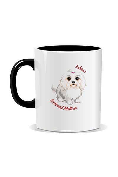 OEM Personalized mug with messages for dog lovers, I love Maltese Bichon - Black interior