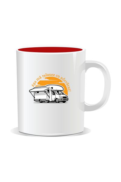 OEM Personalized mug with messages for campers, This is how I truly relax - Red interior