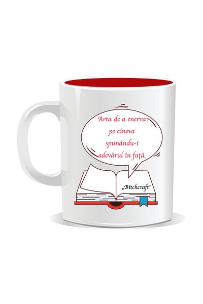 OEM Personalized mug with funny message, Bitchcraft - The art of annoying someone - Red interior