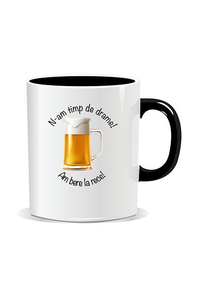OEM Personalized mug with message for stylish drinkers, I don't have time for drama - Black interior