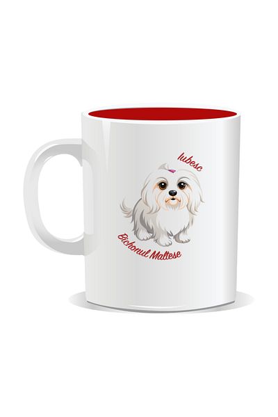OEM Personalized mug with messages for dog lovers, I love Maltese Bichon - Red interior