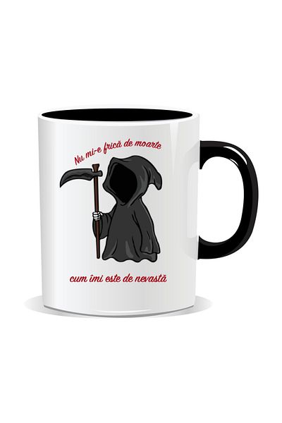OEM Personalized mug with funny message, I'm not afraid of death, I'm afraid of my wife. Black interior.