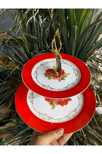 elif aksesuar Red 2 Tier Presentation Plate