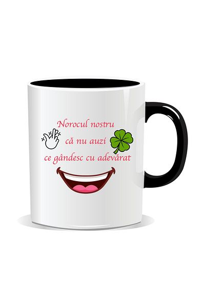 OEM Personalized mug with funny message, Lucky you can't hear what I'm thinking - Black interior