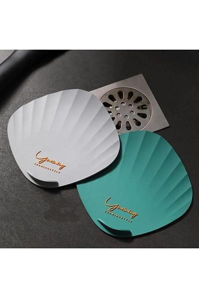 MCreative Seashell Patterned Anti-Bad Odor Silicone Mat Bathroom Kitchen Sink Balcony Spigot Cover Black