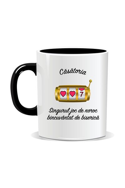 OEM Personalized mug with funny message, the only game of chance blessed by the church - Black interior