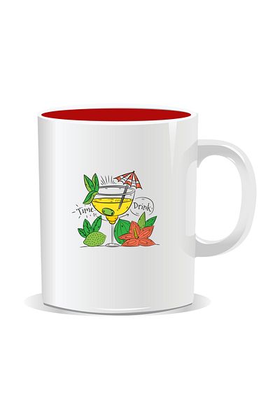 OEM Personalized mug with message for stylish drinkers, Time to drink - Red interior