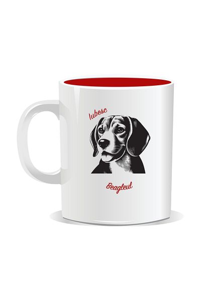 OEM Personalized mug with messages for dog lovers, I love beagle - Red interior