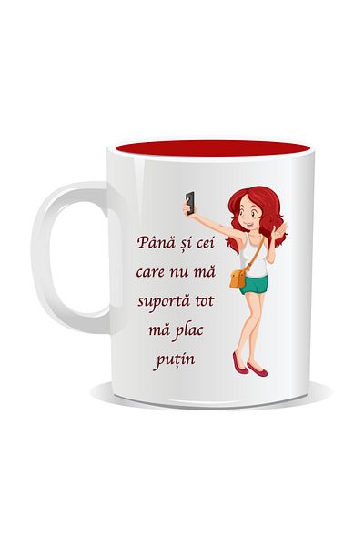 OEM Personalized mug with funny message, Even those who can't stand me like me a little - Red interior