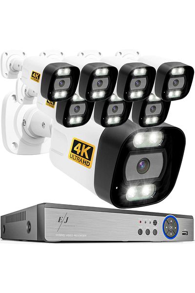 Spionescu Complete 4K surveillance kit with DVR and 8 outdoor cameras PK-8HB718, AI facial detection